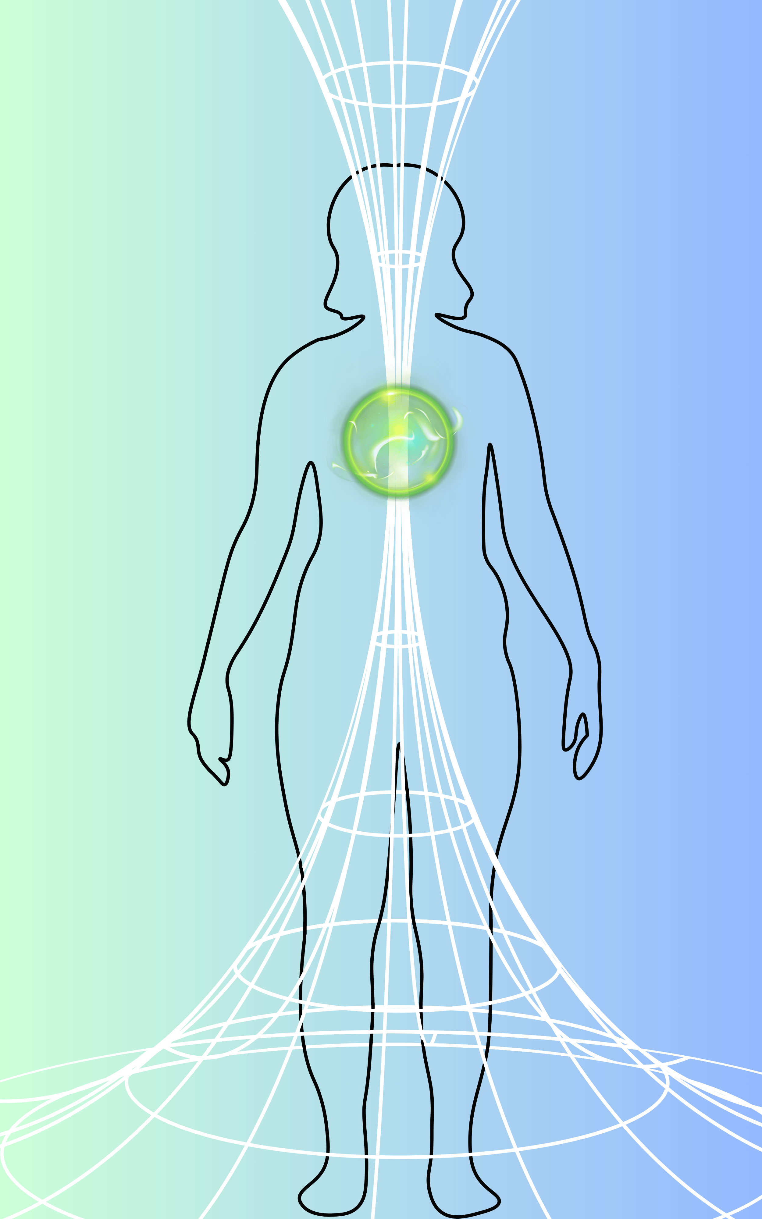 illustration of a person with Heart Chakra. Made in Canva by the authors.